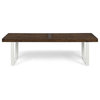 Joa Patio Contemporary Acacia Wood Dining Bench With Iron Legs, Dark Brown/White Wash