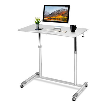 Home Office Roll Computer Desk PC Laptop Table Workstation with 4 Wheels