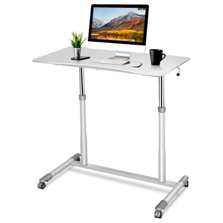 Costway Height Adjustable Computer Desk Sit to Stand Rolling Notebook Table