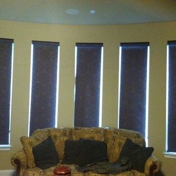 Custom Driftwood, Texas Living Room Roller Shades