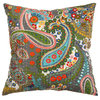 Rugsville Ethnic Kantha Paisley Ikat Green Pillow Cover  16"x16"