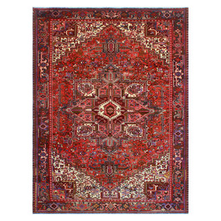 Fine Vintage Heriz Mirza Burgundy/Ivory Rug, 9'0x12'4, 9'0x12'4 ...