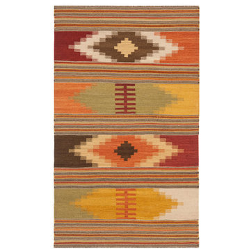 Safavieh Navajo Kilim Nvk177A Solid Color Rug, Red/Multi, 4'x6'