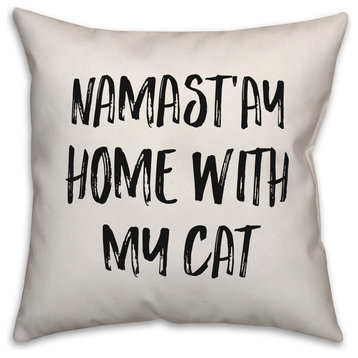 Namast'ay Home With My Cat, Throw Pillow Cover, 20"x20"