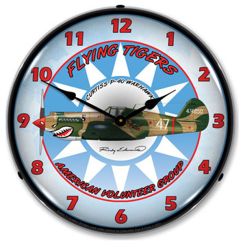 S21G22021268 Flying Tigers Clock 14" Round, Clock Hight 4"