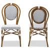Baxton Studio Gauthier Dining Side Chair in Navy and White (Set of 2)