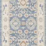 Momeni - Anatolia ANA-7 Machine Made Light Blue Runner 2'3"x7'6" - The pastel color palette of the Anatolia Collection presents the softer side of tribal style. Subdued shades of pink, baby blue and brown fill the field and ornamental rug borders with classical medallions and vine and dot motifs. Crafted in an innovative combination of natural wool and nylon threads, modern machining mimics ancestral weaving techniques to create a series of chic floor coverings that are superior in beauty and performance.