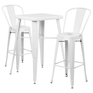 Flash Furniture 23.75" Square White Metal Indoor-Outdoor Bar Table Set