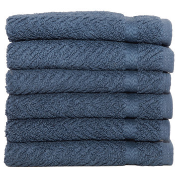 Herringbone Washcloths, Set of 6, Midnight Blue