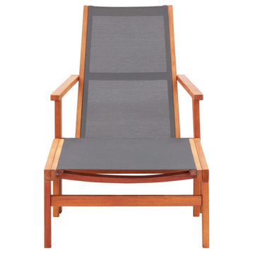 Vidaxl Patio Chair With Footrest Solid Eucalyptus Wood and Textilene