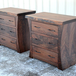 Walnut Nightstands with Curved Sides - Nightstands And Bedside Tables