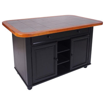 Sunset Trading Transitional Kitchen Island in Antique Black/Cherry/Gray Wood