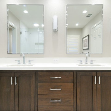 Contemporary and Bright Twin Bathrooms