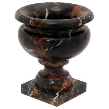 Phoebe Marble Planter, Black and Gold