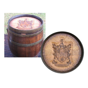 Family Crest Wine Barrel Carving