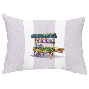 Veggie Cart 14"x20" Abstract Decorative Outdoor Pillow, Light Purple