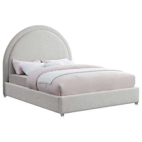 Milo Velvet Upholstered Bed, Cream, King