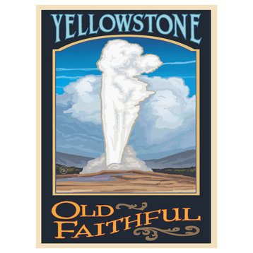 Paul A. Lanquist Yellowstone Old Faithful Art Print, 9"x12"