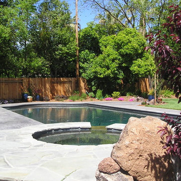 Pool with spa and waterfall