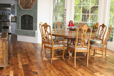 Kitchen/dining room combo - rustic medium tone wood floor kitchen/dining room combo idea in DC Metro
