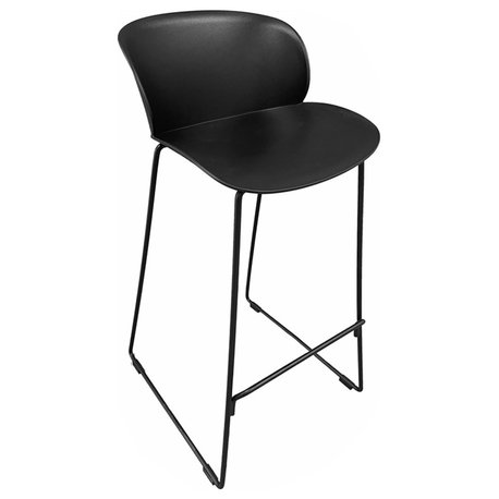 Pangea Home Cal 29.5" Modern Plastic Barstool in Black (Set of 2)