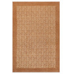 Bareens Designer Rugs - Shabby Chic Ziegler Yukiko Beige Brown Hand-Knotted Wool Rug - 9'1'' x 12'4'' - Enhance the ambiance of your home with this magnificent Persian-influenced Turkish hand-knotted rug made by skilled artisans capable of creating the most exceptional vegetable dyes and hand-spun wool. This exquisite handmade rug is a one-of-a-kind Peshawar Kafkaz, otherwise identified as Chobi, Chobi Peshawar, Oushak, or Ziegler rug. These handmade rugs are crafted in Pakistan utilizing superior-quality wool imported from Australia, New Zealand, and Korea in two types of weaves: the Persian weave and the Mori weave. This rug is meticulously crafted by hand using the finest natural vegetable dyes extracted from local plants. The artisans use a blend of hand-spun local and fine merino wool, resulting in a rug with a compelling texture, higher lanolin content, and longer staple. The artisans occasionally incorporate natural or artificial silk into the pile to enhance specific motifs. The finished product is an awe-inspiring execution of flawless design and an understated palette that exudes elegance.