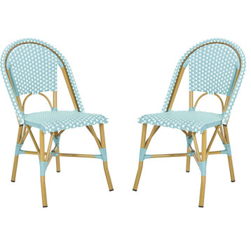 Salcha Side Chair, Set of 2, Teal, White, Light Brown