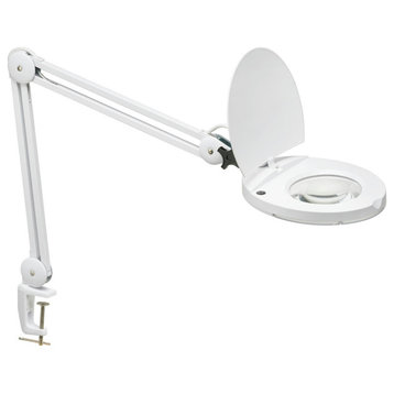 8W LED Magnifier Lamp, White Finish, DMLED10-A-5D-WH
