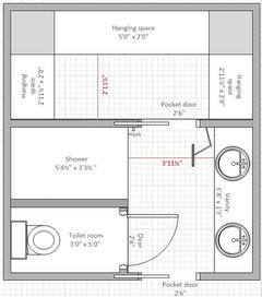 Need help with bathroom layout to maximize closet and storage!