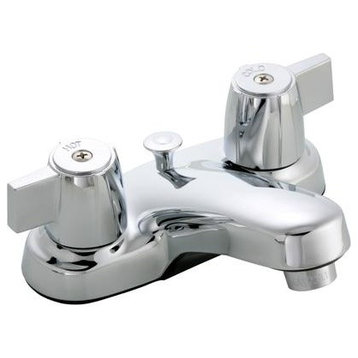 Banner Lavatory Faucet With Two Metal Blade Handles, Brass Pop-Up