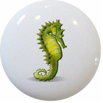 Green Seahorse Ceramic Cabinet Drawer Knob