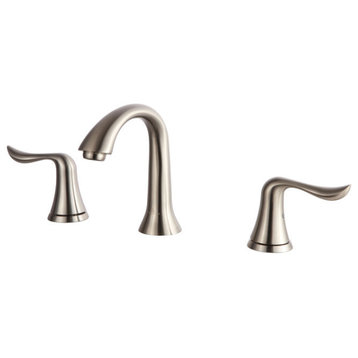 Wide Spread Lavatory Faucet, Chrome, Brushed Nickel
