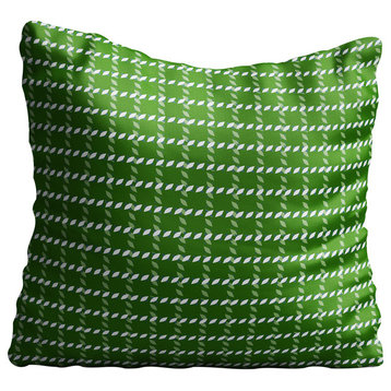 Green Grid Throw Pillow Case