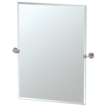 Latitude II 31.5" Frameless Rectangle Mirror, Satin Nickel