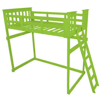 Mission Loft Bed, Lime Green, Twin, End Ladder