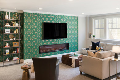 Inspiration for a transitional family room remodel in Minneapolis