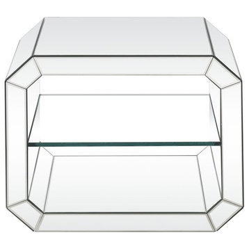 ACME Dominic Glass Accent Table with Rectangular Top in Mirrored and Clear