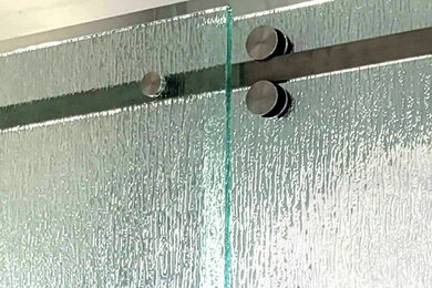 Frameless Sliding Shower Door with Rain Glass