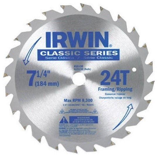 IRWIN 25130 7-1/4-Inch X 24-Tooth Circular Classic Series Saw Blade at