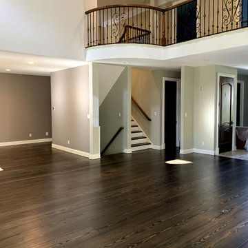 GREAT RIVER:  WIDE PLANK HEART PINE REFINISHED W/ CUSTOM STAIN & BONA TRAFFIC HD