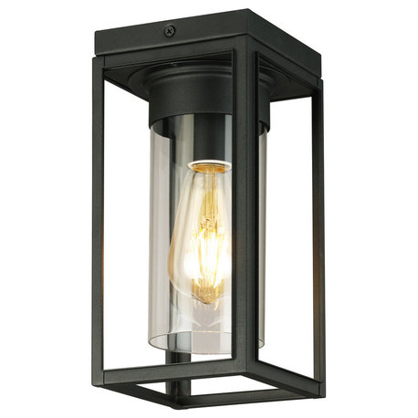 Walker Hill 1-Light Outdoor Ceiling Light, Matte Black, Matte Black
