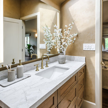 Burlingame Gate Warm Transitional Primary Bathroom • Atelier Noël