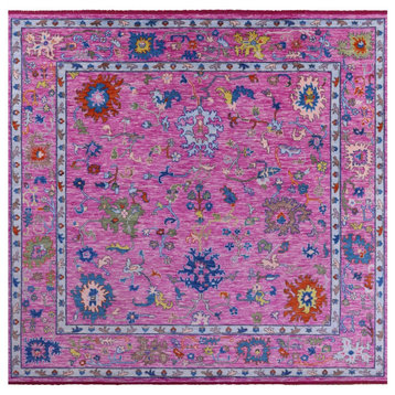 12' Square Hand Knotted Turkish Oushak Wool Rug - Q13547