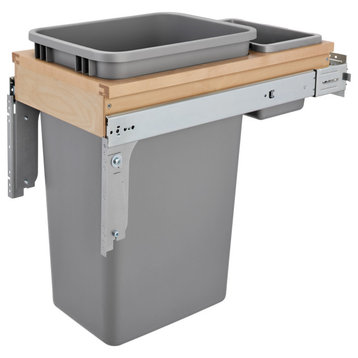 Wood Top Mount Pull Out Trash Bin With Soft Close, 12", 50 qt./12.5 gal