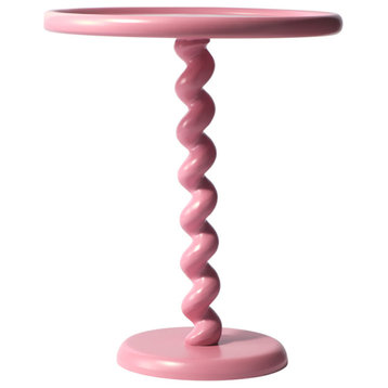 Modern Pedestal Side Table (2) | Pols Potten Twister, Light Pink