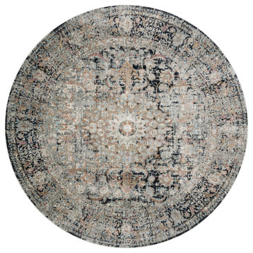Anastasia Area Rug by Loloi, Charcoal/Sunset, 5'3"x5'3" Round