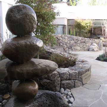 Fountain Art, Windswept Mossy Wall, Bluestone Patio