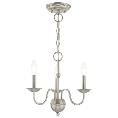 Traditional Mini Chandelier, Brushed Nickel