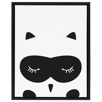 Sylvie Modern Baby Owl Framed Canvas by Rachel Lee, Black 18x24