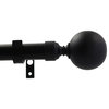 1" Steel Ball Drapery Curtain Rod, Black, 28"-48"